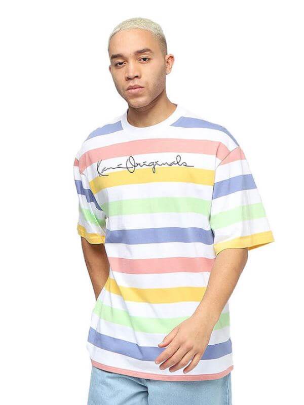 karl-kani-originals-stripe-t-shirt-mens-mint-light-rose-yellow-KM221-027-2-1 karl kani t-shirt ανδρικα