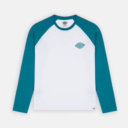 Dickies Cologne Baseball L/S Μακρυμάνικη Μπλούζα Ανδρική - Deep Lake/White (DK0A4XDFE64)