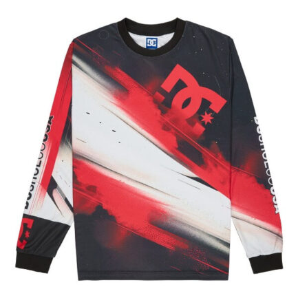 DC Shoes Burn Out Ls Moto Jersey Men's - Racing Red (EDYKT03535-RQR7)