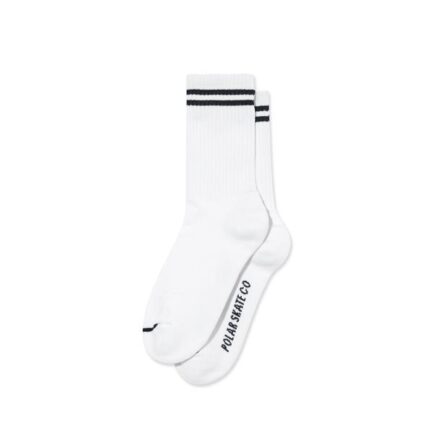 Polar Skate Co. 2 Stripes Rib Κάλτσες - White/Black (PSC-SP25-75)