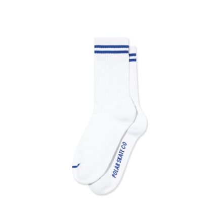Polar Skate Co. 2 Stripes Rib Socks Κάλτσες - White/Blue (PSC-SP25-76)