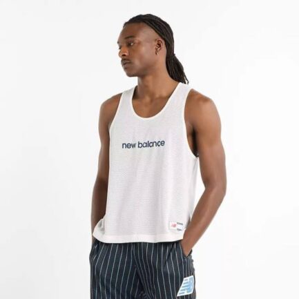 New Balance Reversible Mesh Jersey Αμάνικη Μπλούζα Ανδρική - Black/White (MT51608BK)