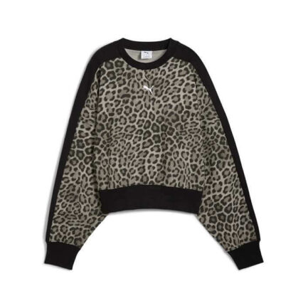 Puma Leo Luxe Oversized Crew Φούτερ Γυναικείο - Black (632136-01)