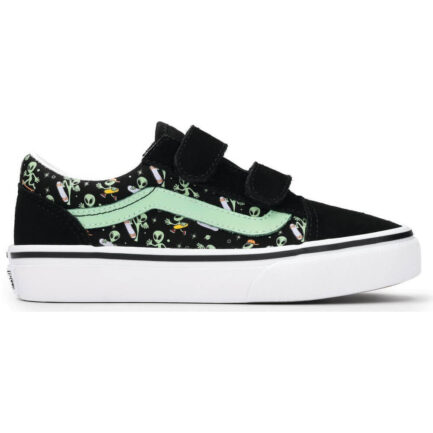 Vans Kids Old Skool Velcro Glow Shoes Παπούτσια Παιδικά (4-8 Ετών) - Black/Green (VN000CYAYJ7)