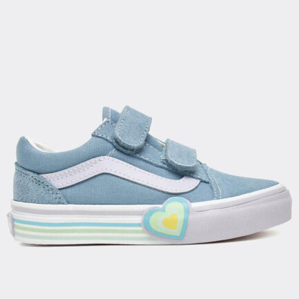 Vans Kids Old Skool Velcro Heart Shoes (4-8 Years) - Citadel (VN000D4DCFL)