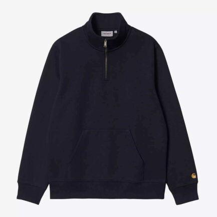 Carhartt WIP Chase Neck Zip Sweatshirt Φούτερ Ανδρικό - Dark Navy/Gold (I033665-00HXX)