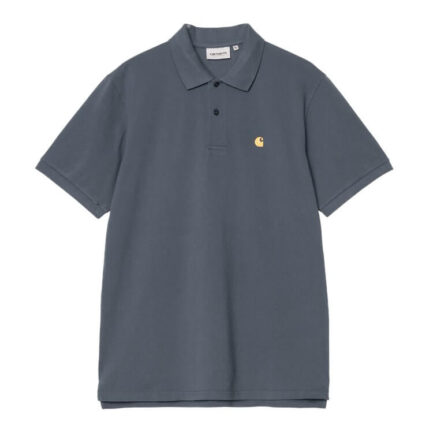 Carhartt WIP Chase Pique Polo Κοντομάνικο Ανδρικό - Cozy Blue/Gold (I023807-3LPXX)