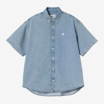 Carhartt WIP Lucas Denim Κοντομάνικο Τζιν Πουκάμισο Ανδρικό - Blue Bleached (I034575-0135)