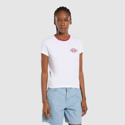 Dickies Plainville Ringer T-Shirt Γυναικείο - White (DK0A88JRWHX)