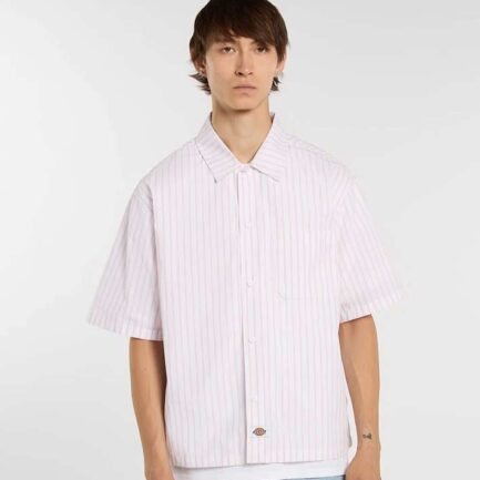 Dickies Venedocia Stripe Κοντομάνικο Πουκάμισο Ανδρικό - Wood Ash (DK0A88GU0WH)