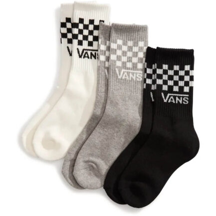 Vans Classic Check Crew Socks 3-Pack Kids - Black/White/Grey (VN000Q1QY28)