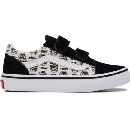 Vans Kids Old Skool Velcro Skulls Shoes Παπούτσια Παιδικά (4-8 Ετών) - Black/White (VN000CYA448)