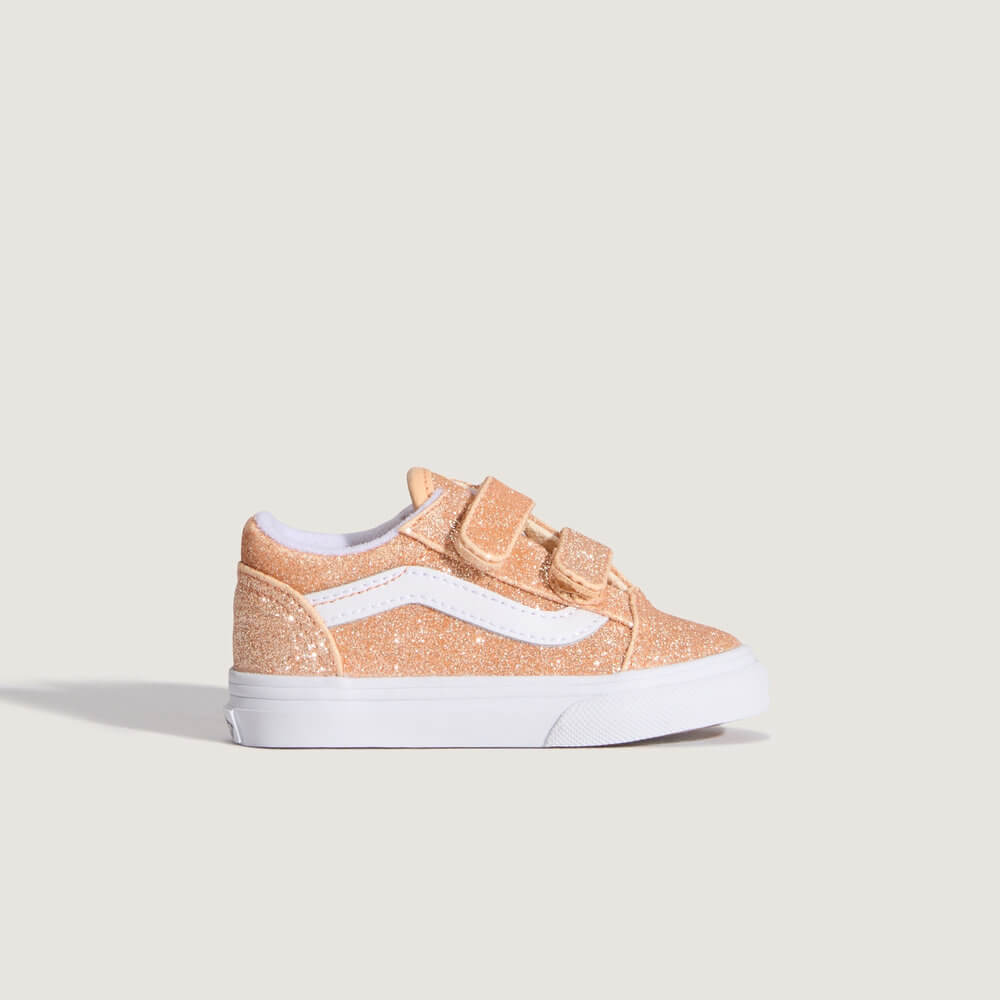 vans-toddler-old-skool-velcro-glitter-shoes-1-4-years-apricot-glow-VN000VAYFNL-1 vans papoutsia paidika