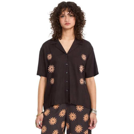 Volcom Midnite Ramble Κοντομάνικο Πουκάμισο Γυναικείο - Vintage Black (B0412609-VBK)