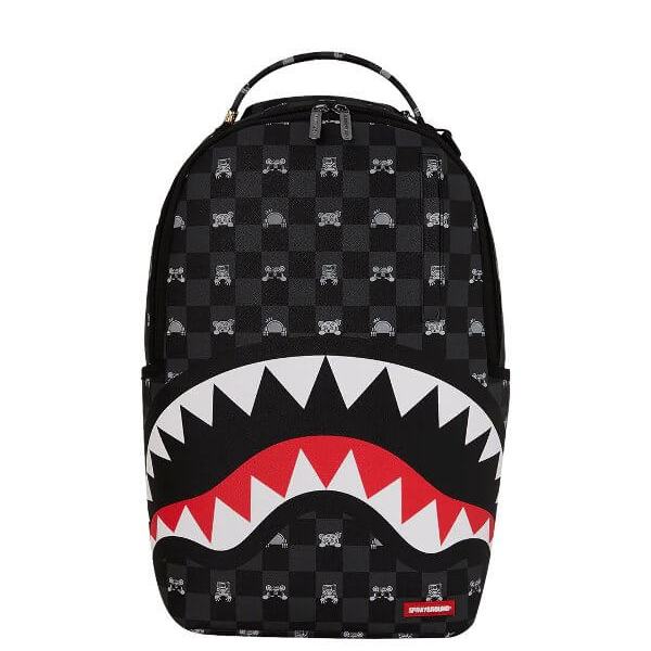 sprayground-gray-peeking-character-check-dlxsv-backpack-B8872-1 sprayground backpack tsanta platis