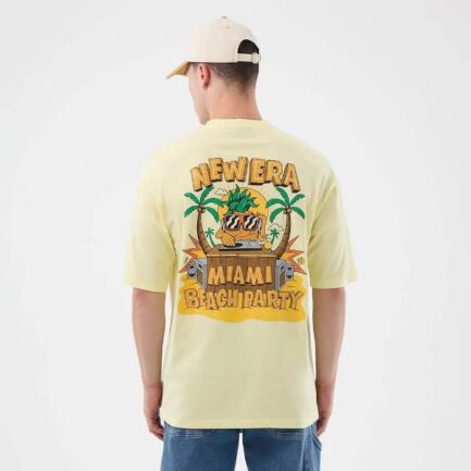 New Era Fun Beach Party Graphic Oversized T-Shirt Ανδρικό - Pastel Yellow (60856208)
