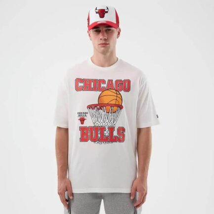 New Era NBA Chicago Bulls Graphic Oversized T-Shirt Ανδρικό - White (60856224)